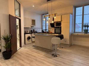a kitchen with a sink and a dishwasher at HOME 102 Cosy in Lons-le-Saunier