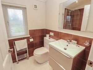 a bathroom with a toilet and a sink and a mirror at Beech Hill Lodge Beech Hill 9 at Fallbarrow Park in Windermere +17 photos