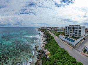an aerial view of the beach and the ocean at Sierra Mar in Isla Mujeres