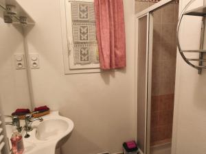 a bathroom with a toilet and a sink and a shower at Pavillon in Saint-Berthevin-sur-Vicoin +13 photos