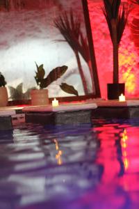 a swimming pool with candles and plants in a room at L alcove des Sens Love Room Jacuzzi sauna in Tours