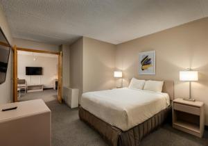 a hotel room with a bed and a television at Heritage Inn Hotel & Convention Centre - Taber in Taber