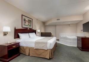 a hotel room with a large bed and a television at Heritage Inn Hotel & Convention Centre - Taber in Taber