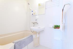 a bathroom with a sink and a bath tub at Clair US Tokyo-Disney & Tokyo Sightseeing Base in Tokyo