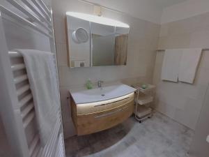a bathroom with a sink and a mirror at Aquaronde 119 in Lemmer +4 photos