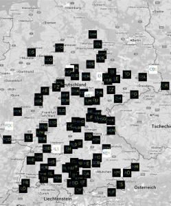 a map of the european union with black squares at KAM Hotel by WMM Hotels in Stetten +5 photos