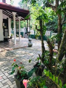 a patio with a bunch of plants and a pavilion at Shanu home stay in Beliatta