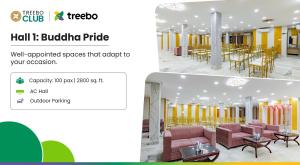 a screenshot of a booking page of a hotel lobby with tables and chairs at Treebo Buddha Pride in Patna
