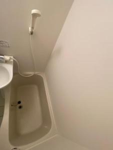 a bathroom with a sink and a bath tub at 大阪難波ELLY-ten in Osaka