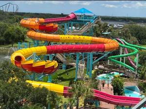 a water park with a colorful water slide at Romantic Suite in Tampa