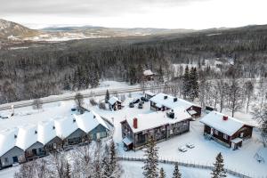 an aerial view of a resort in the snow at Grönländaren Lodge in Funäsdalen