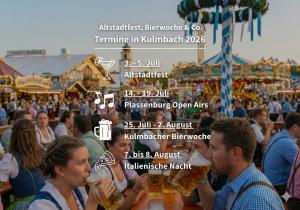 a group of people drinking beer at a carnival at Großes Apartment mit Küche, Dusche, Badewanne, Balkon, Parkplatz vor dem Haus, ruhig gelegen, ADA4 in Kulmbach
