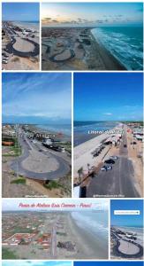a collage of photos of a beach with cars parked at Apto tipo Studio de temporada no litoral Piauí in Parnaíba +1 photo