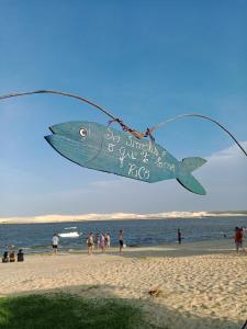 a kite with a fish on the beach at Apto tipo Studio de temporada no litoral Piauí in Parnaíba
