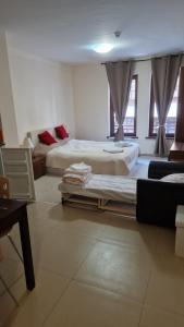 a large bedroom with two beds and a couch at Studio Kalina Green Life in Pamporovo