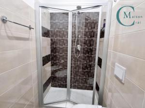 a shower with a glass door in a bathroom at Residenza Magnolia in Tropea +44 photos