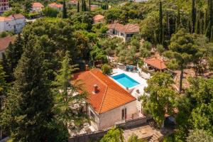 an aerial view of a house with an orange roof at Villa Nada - Unique & Artistic in Korčula