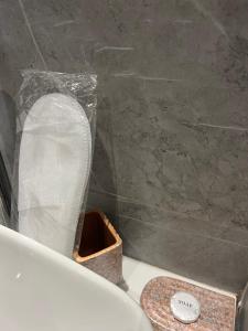 a bathroom with a bath tub with a roll of toilet paper at A Suites in Casablanca +12 photos