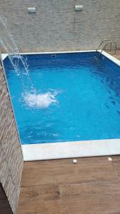 a pool of water with a dolphin in it at Casa do Sol II in Peruíbe