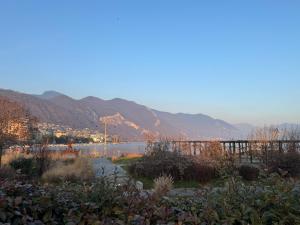 a view of a lake with mountains in the background at La Casa di Lella in Paratico