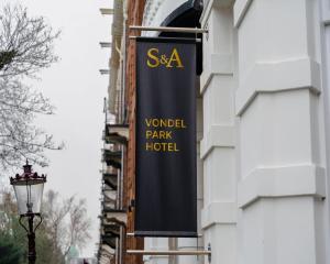 a banner on the side of a building at S&A Vondel Park Hotel in Amsterdam