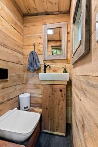 a bathroom with a toilet and a sink at Amazonia- Pet Friendly, Firepit, Outdoor Shower in Pine Ridge