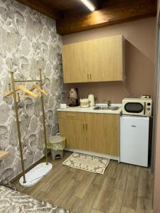 a small kitchen with a sink and a microwave at Casa Vacanze Jennifer in Catania +4 photos