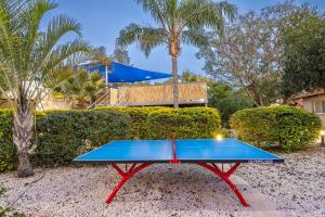 a ping pong table in front of a house at Nesbehadnes in Had Nes