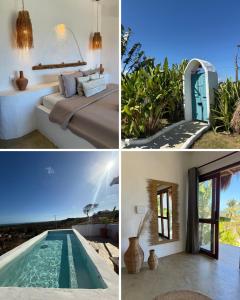 a collage of pictures of a villa and a swimming pool at Araxá Milagres in São Miguel dos Milagres