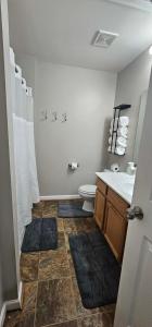 a white bathroom with a toilet and a sink at Townhome in Ranson, WV in Ranson