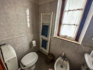 a bathroom with a toilet and a sink and a window at Agriturismo Dandelion in Città della Pieve +10 photos