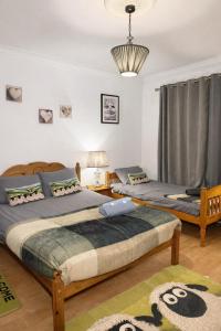 a bedroom with two beds and a rug at Gra accommodations athy in Athy