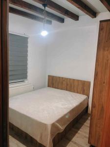 a bedroom with a bed in a room with a window at Vila Davidoski in Mavrovo