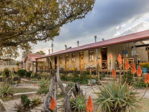 a building with orange flowers in front of it at John Jack Inn Accommodation in Chrissiesmeer