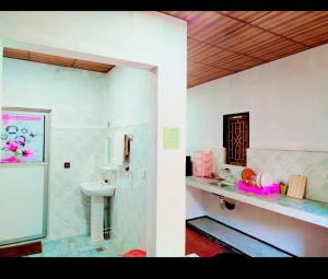 a bathroom with a sink and a toilet in a room at Mango garden villa in Arugam Bay +112 photos