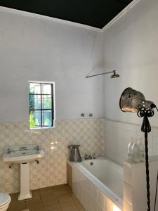 a bathroom with a bath tub and a sink at The Barn, at Glenora Avenue in Somerset West