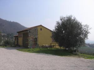 a yellow house with a playground next to a tree at Il Castagneto in Teolo +8 photos
