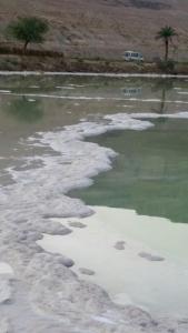 a body of water with snow and ice at Rose Dead Sea Neve Zohar in Neve Zohar