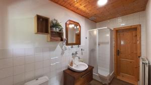 a bathroom with a sink and a toilet and a mirror at Apartmán Otília in Ždiar +15 photos