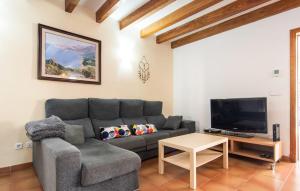 a living room with a couch and a tv at C'as Pobres in Sóller