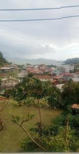 a tree in a field with a city in the background at 500 metros da praia in Governador Celso Ramos