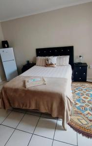 a bedroom with a large bed and a rug at Karoo House Guesthouse in Somerset East