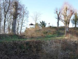 a gazebo on top of a hill with trees at Ferienwohnung Haus Wagnershoehe in Gößweinstein