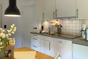 a kitchen with white cabinets and a sink at Ole in Borgsum in Borgsum