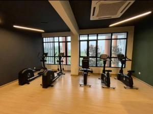 a gym with a bunch of exercise bikes in a room at ResidenShals in Putrajaya