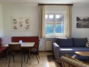 a living room with a couch and a table at Apartmenthaus Eisenstraße in Lunz am See