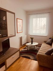 a living room with a couch and a table at Appartement Gombotz in Halbenrain