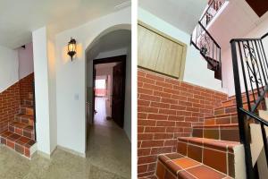 two photos of a brick staircase in a house at Edificio Casa Anita in Medellín +2 photos