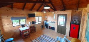 an overhead view of a kitchen in a log cabin at 7 on Kloof in Mossel Bay