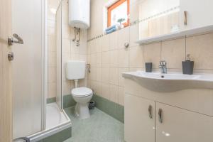 a bathroom with a toilet and a sink and a shower at Holiday home Atrium in Nin +25 photos